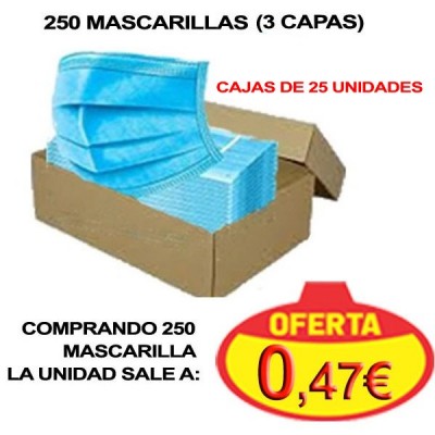 caja de 25 mascarillas ffp1 sanitarias 250 desde 0,47€ la unidad