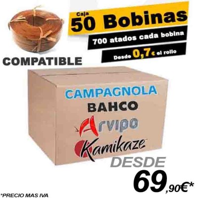 CAJA DE 50 BOBINAS ARVIPO - KAMIKAZE - BAHCO - CAMPAGNOLA COMPATIBLE 90m (DESDE 69,90+IVA)